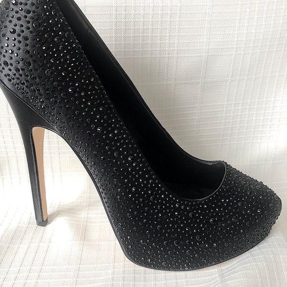 Aldo Black Crystal Embellished High Heels - Picture 2 of 5